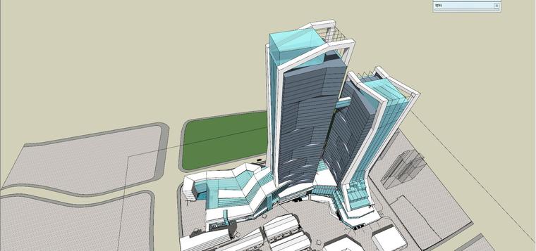 公建sketchup模型资料下载-外滩高福里公建超高层办公建筑模型设计