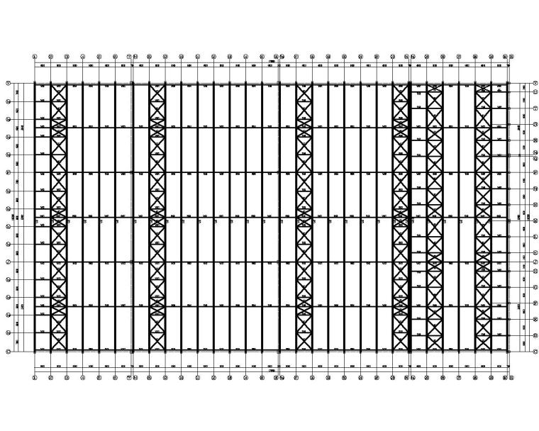 钢结构cad施工图下载资料下载-多跨钢结构厂房结构施工图（CAD）