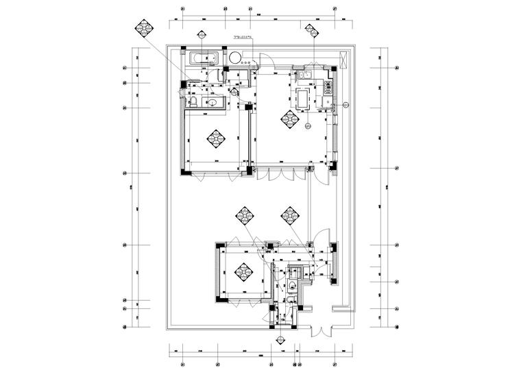 [广西]新中式二居样板间装饰施工图+效果图-A1样板间资料平面图