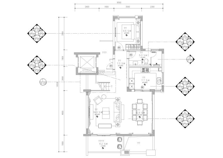 [南昌]现代叠墅样板间+公区装修设计施工图-上叠首层平面索引图