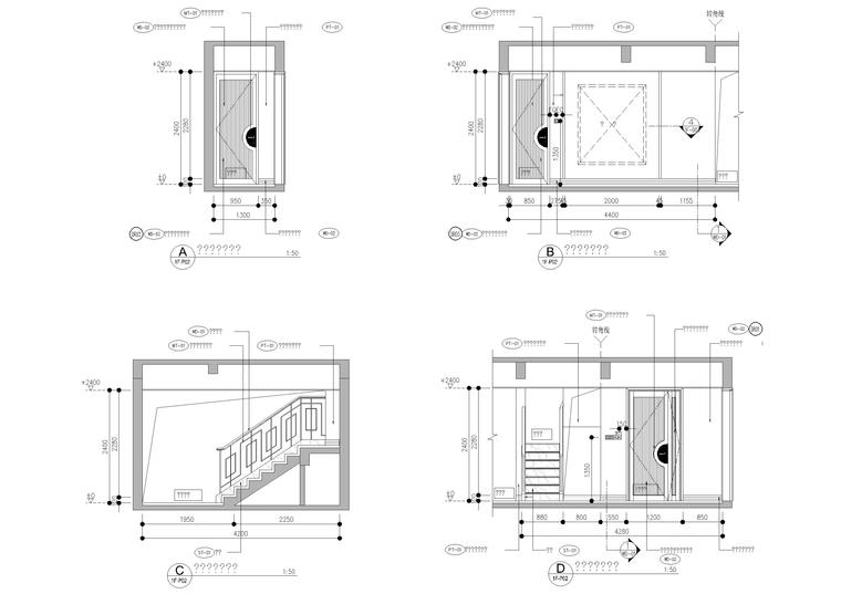 [南昌]现代叠墅样板间+公区装修设计施工图-玄关立面图