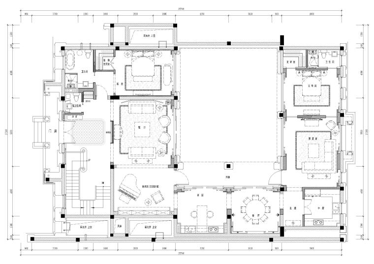 2层新中式别墅效果图资料下载-新中式混搭风双层别墅室内施工图+效果图