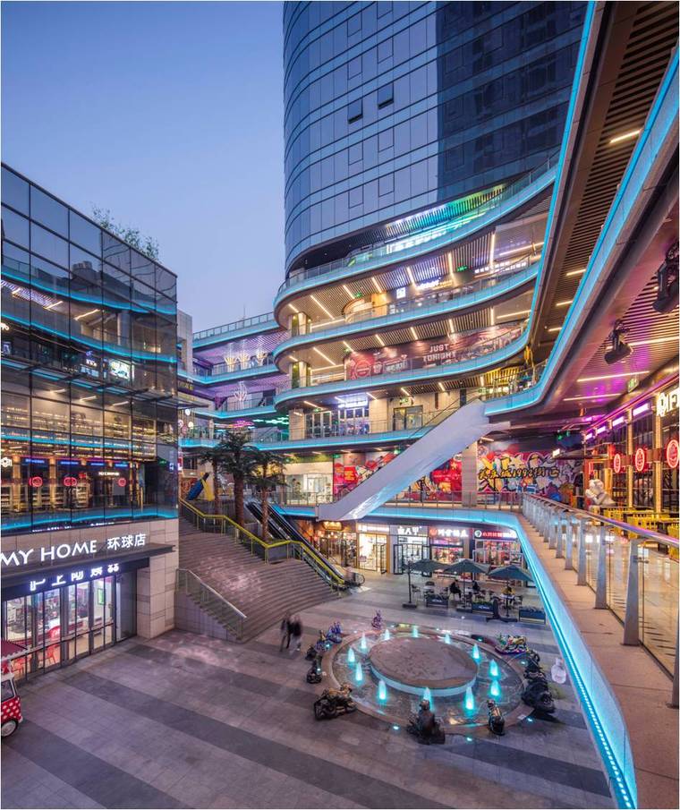 邯郸美乐城购物中心外部夜景实景图