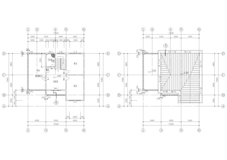 农村自建房三层独栋别墅建筑设计施工图-三，顶层平面图