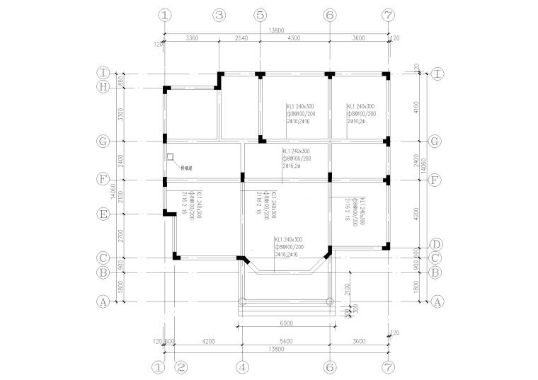 农村自建房二层独栋别墅建筑设计施工图-地梁层结构平面图