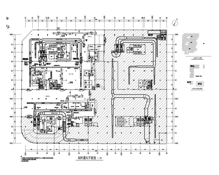 二地下车库建筑图资料下载-上海市华漕镇地下车库民防工程暖通施工图