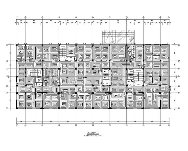 献县中医医院康复楼机电施工图-二层盘管平面图