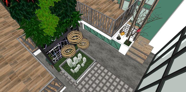 LOFT咖啡厅室内设计SU模型 (3)