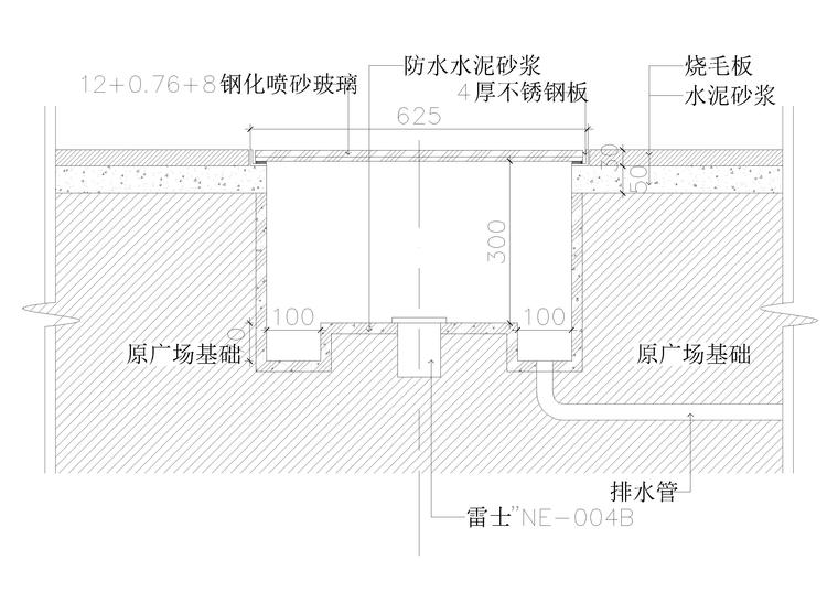 室内通用地面，材料拼接，转角节点详图-广场地灯节点图