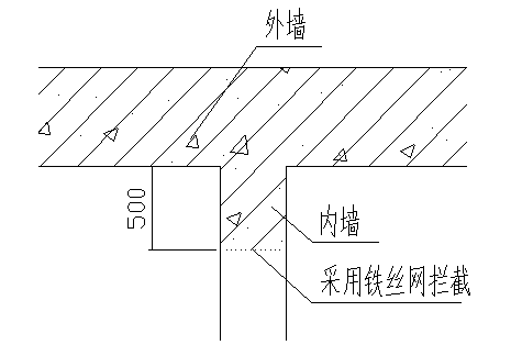 高层商业综合体塔楼防水砼施工方案-墙体抗渗混凝土与普通混凝土接茬部位