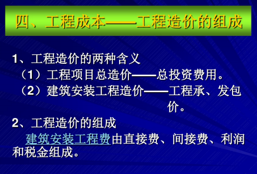 建筑工程项目成本控制培训讲义-工程造价的组成