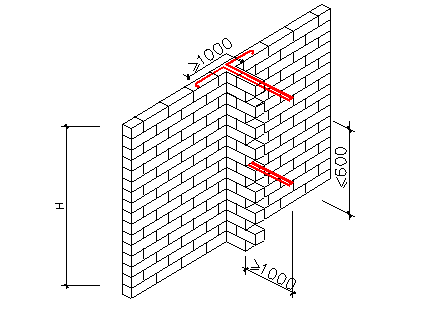 砌体砌筑留直槎处设置拉结筋展示