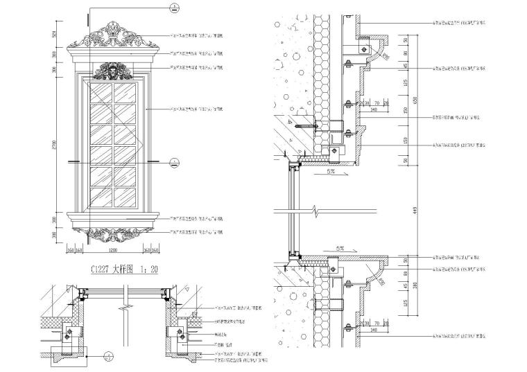门窗套包门窗套详图资料下载-欧式门窗CAD节点大样详图
