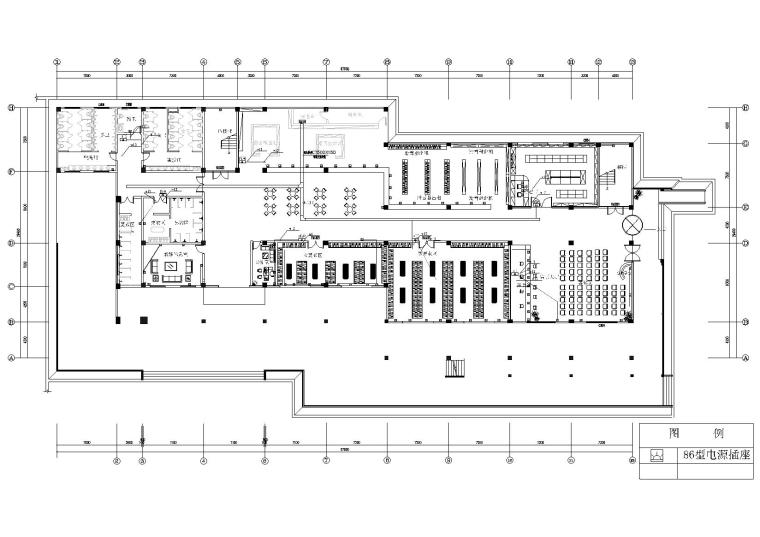 [贵州]梅花山景区游客信息服务中心施工图-一楼强电插座平面布置图