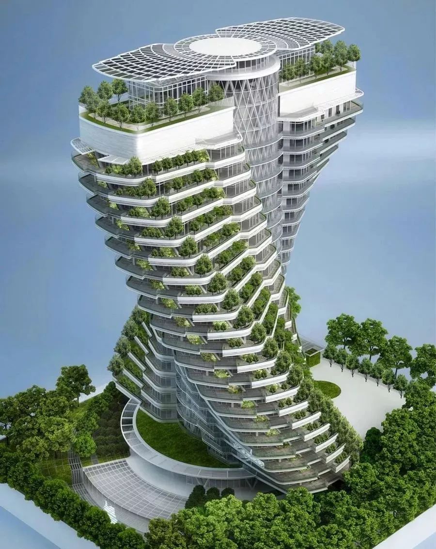 生命之源"dna"的双螺旋结构,创造出一颗"像有人居住的树一样"的城市