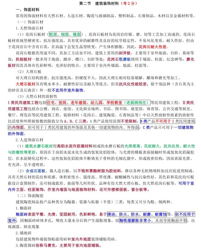 注册造价工程师考试计量讲义-6、建筑装饰材料