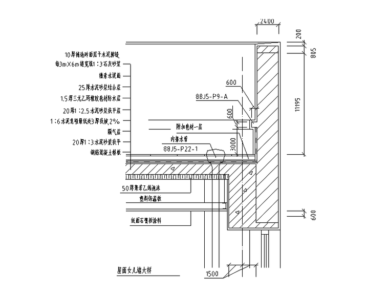 5套屋面女儿墙节点详图设计（CAD）-屋面女儿墙节点详图2