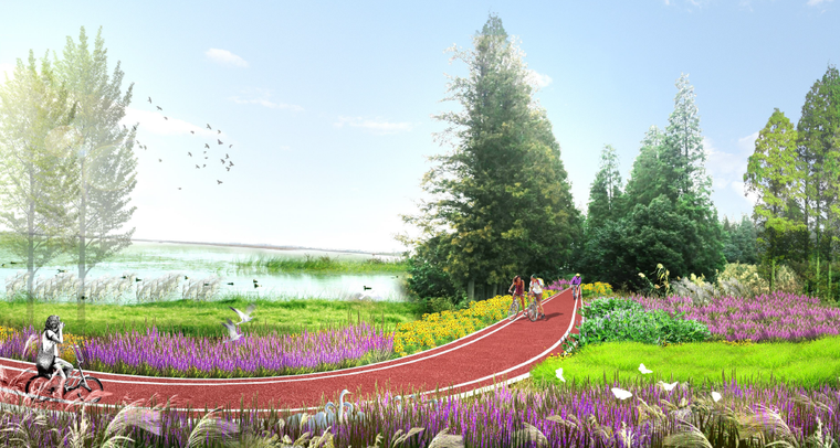 休闲步道景观效果图