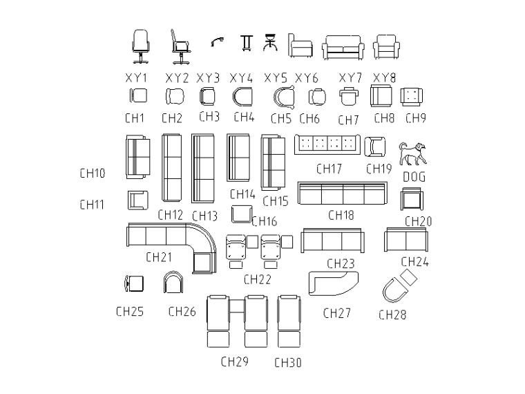 中式家具配景cad资料下载-建筑平立面家具配景CAD