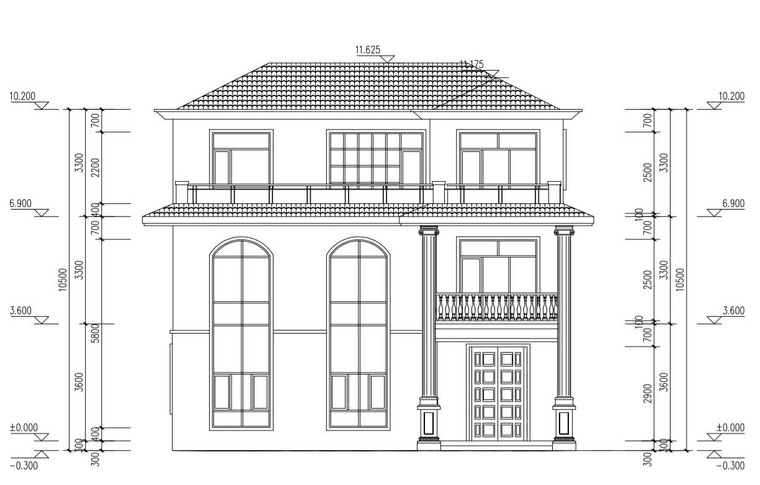 三层单家带露台别墅建筑设计图