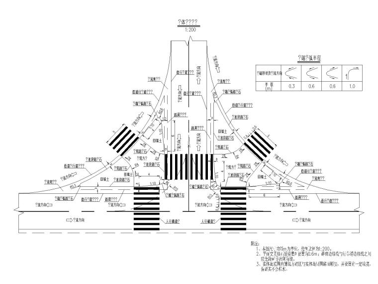 市政道路交叉口渠化设计资料下载-平面交叉实体岛设计图（渠化交叉、交叉口）