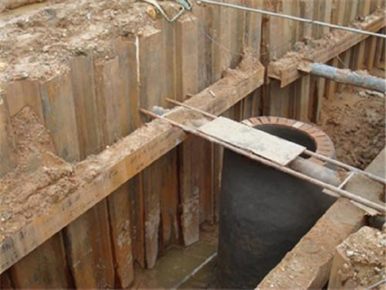 钢板桩排水资料下载-基坑钢板桩支护施工及稳定性验算