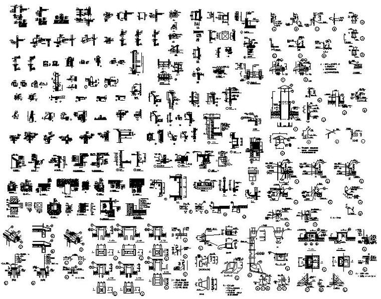 大样图节点详图资料下载-工程常用土建CAD节点详图汇总（108个）