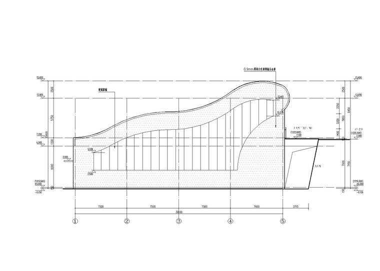 贵州某女子职业学校游泳馆建筑施工图-立面图3