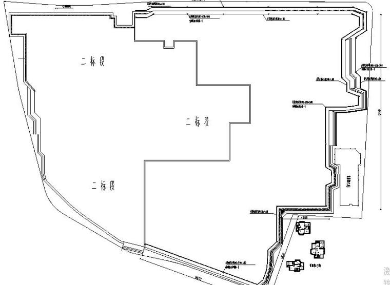 土钉墙+明排+双轴水泥搅拌桩深基坑专项方案-基坑排水平面图