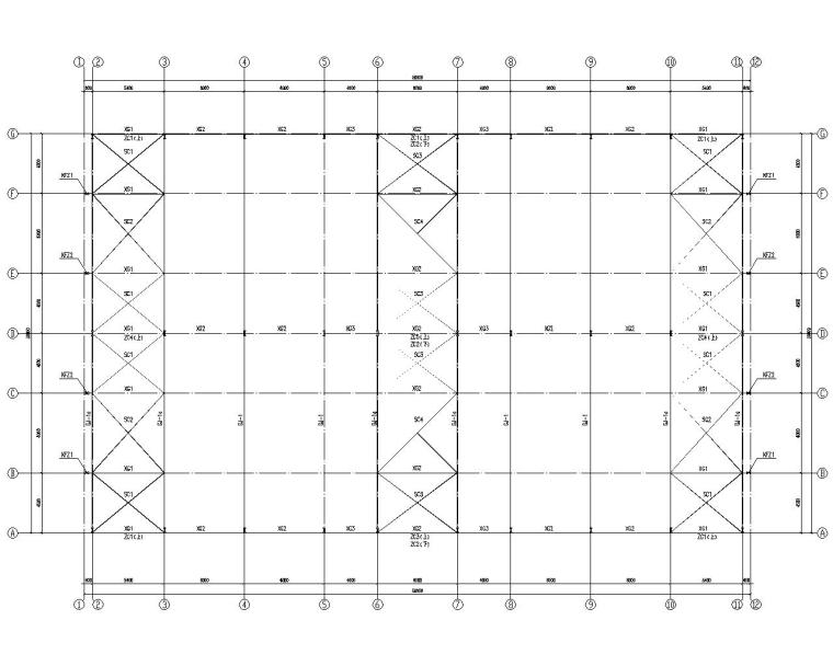 30米双跨门刚资料下载-30米双跨钢结构厂房结构施工图（CAD）