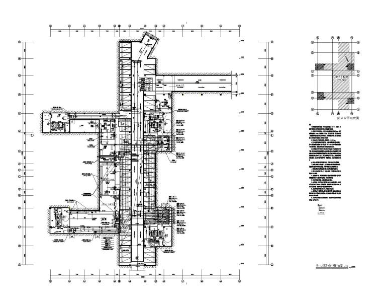 重庆大学信息技术科研楼暖通施工图-负一层通风与防排烟平面图
