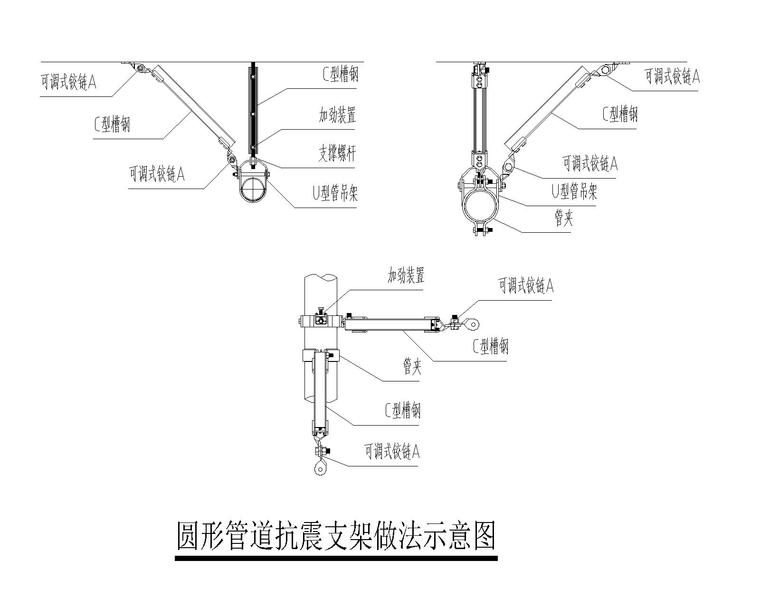 圆形管道抗震支架做法示意图