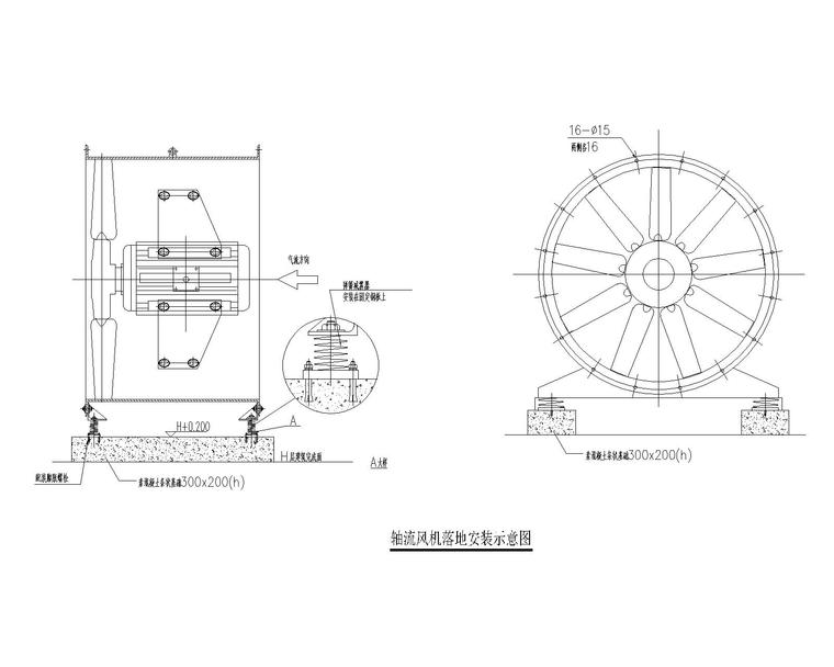 軸流風機落地安裝示意圖