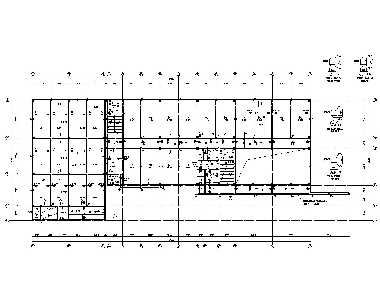学校四层教学楼框架结构施工图(cad)