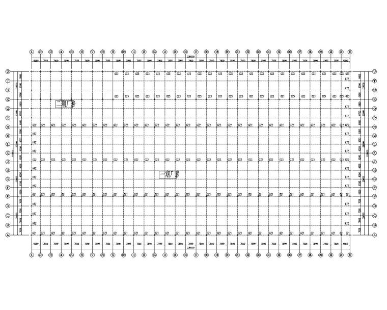 大型钢结构厂房施工图230x90米（CAD）-结构柱布置图