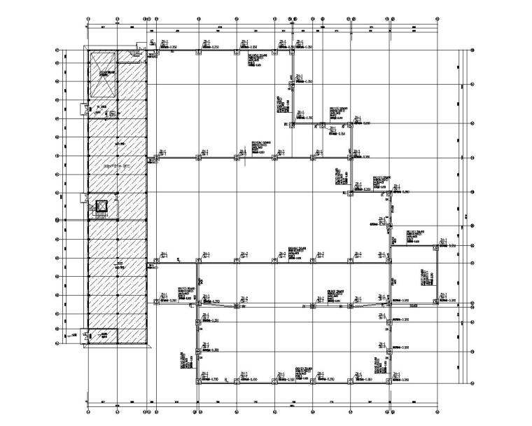 多跨门式钢架轻钢结构厂房施工图（CAD）-基础布置图