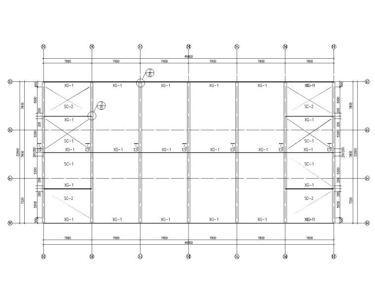 门施工图cad资料下载-单层门式刚架屋盖厂房施工图（CAD）