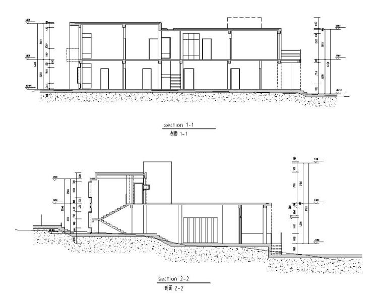 山地别墅建筑施工图设计-剖面图