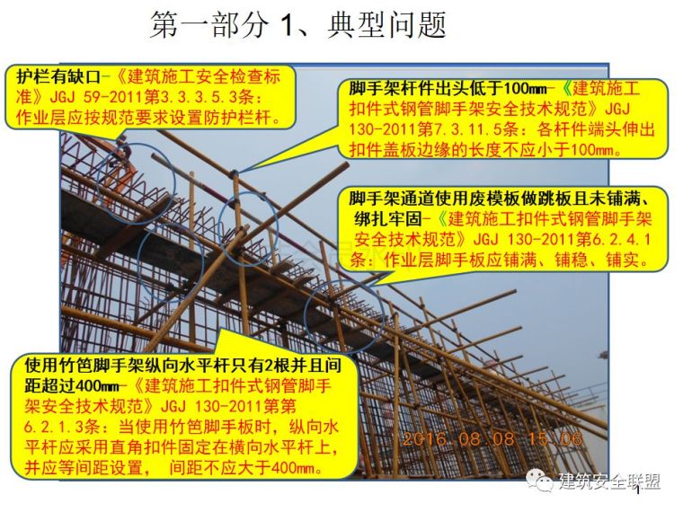 房建脚手架搭设安全资料下载-脚手架搭设典型问题图片展示，请对照排查！