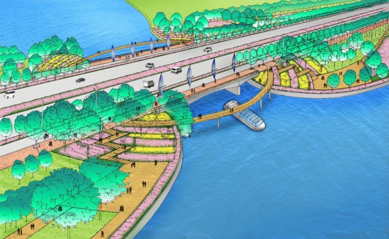 [江苏]工业园区道路景观绿化设计方案-道路景观效果图5