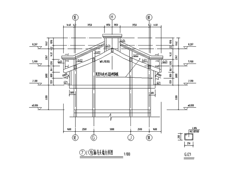 徽派马头墙节点大样图(cad)
