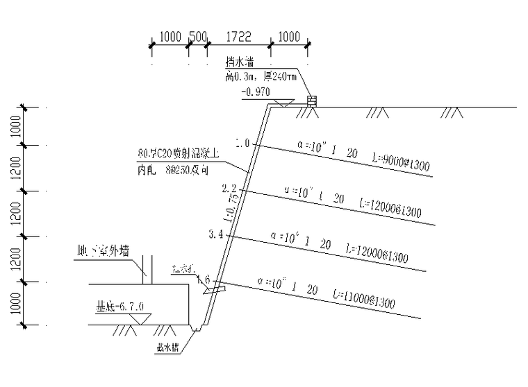 深基坑土方开挖支护、降水施工方案-支护结构剖面图二