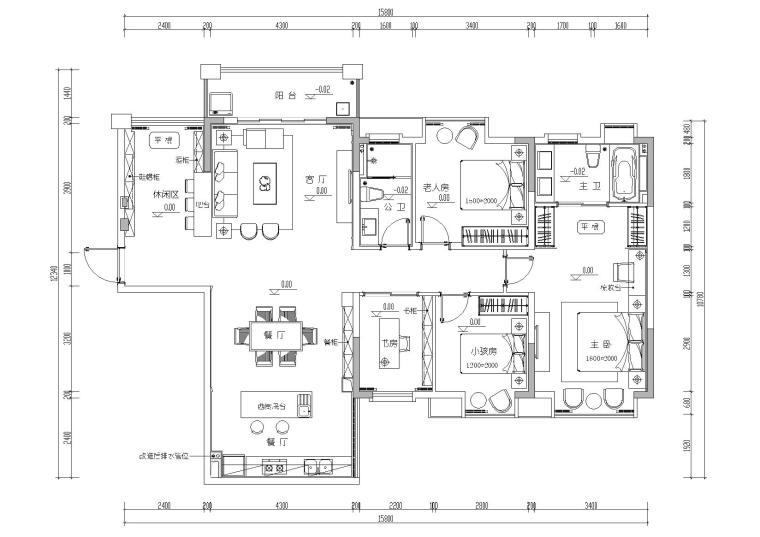 样板间室内设计施工图资料下载-[广西]来宾三居室家装样板房室内装饰施工图