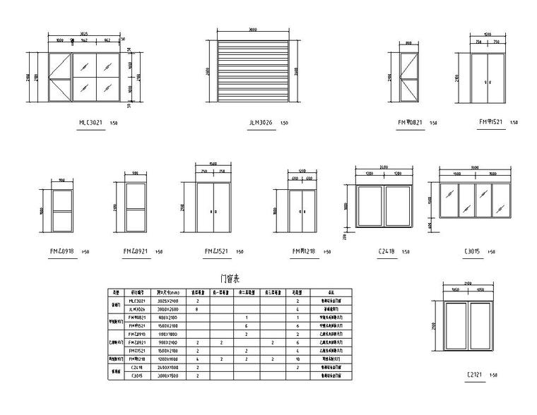 公共智慧停车场北门室外建筑施工图门窗大样图