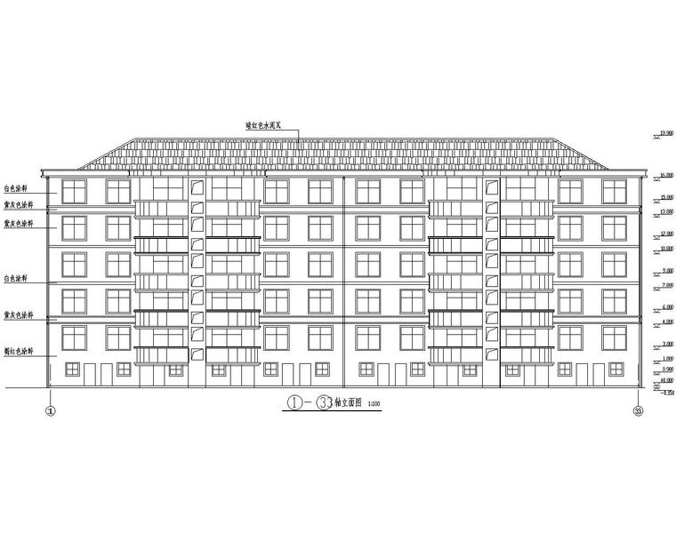 小区五层住宅砌体结构施工图（CAD含建筑）-建筑立面图