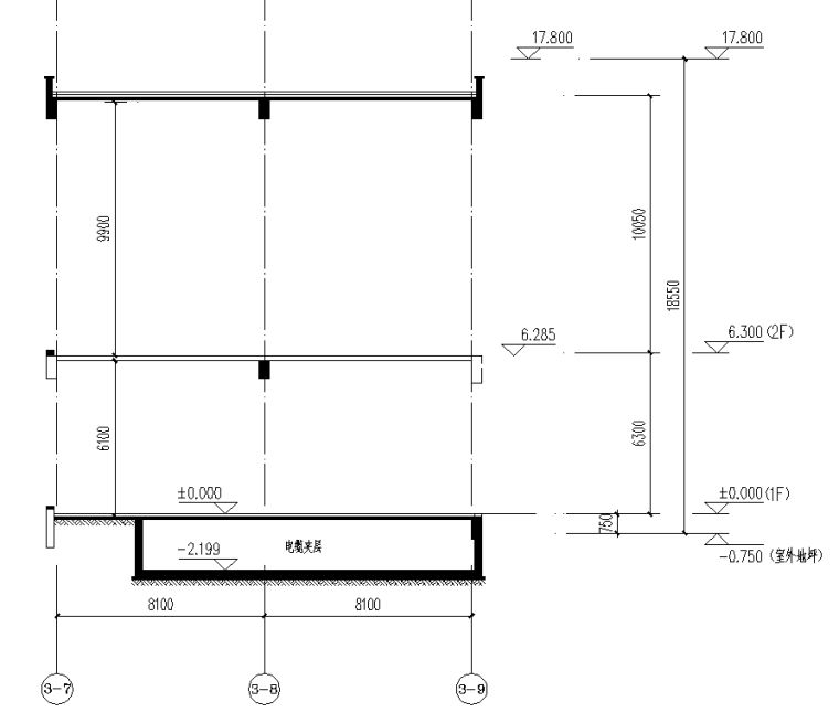 文化体育中心项目高大模板支撑施工方案-71牦牛博物馆剖面图