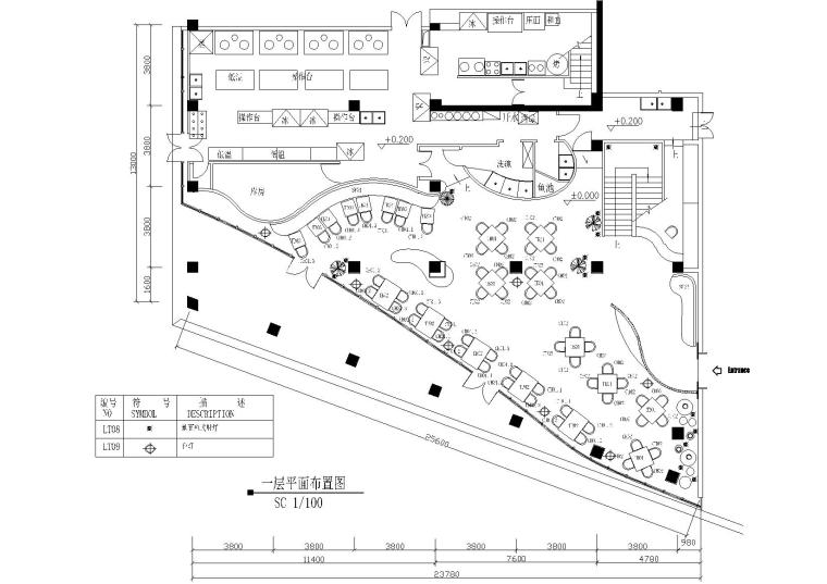 两层幼儿园建筑平面图资料下载-某两层餐厅系统平面图