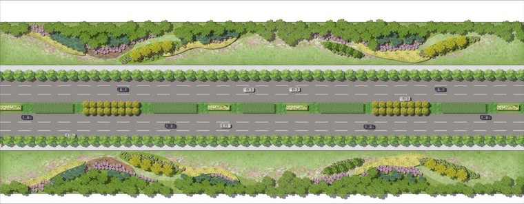 [江苏]城市工业区主干道景观设计方案-20M宽绿带标准段一平面图