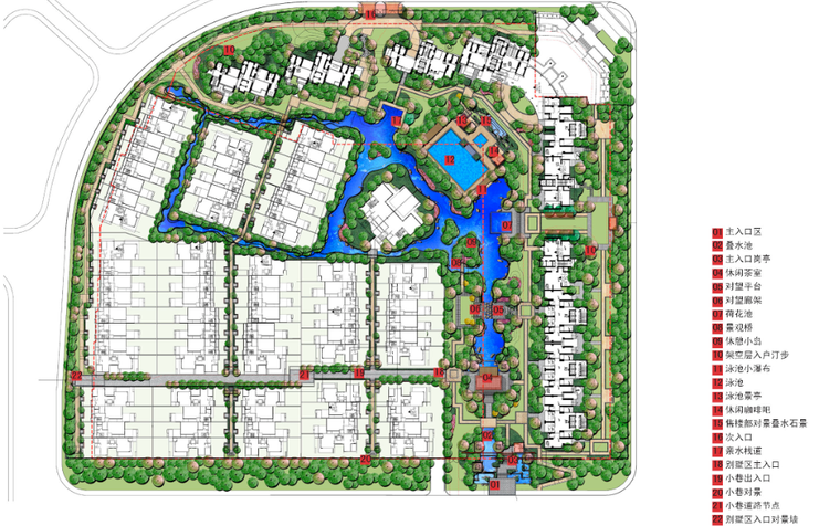 [广东]意趣岭南特色风格居住区景观设计方案-总平面图