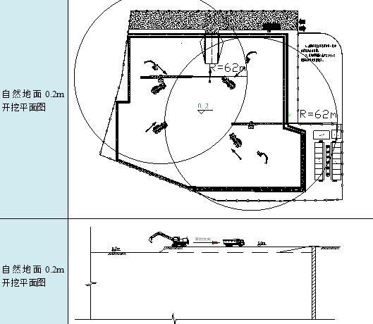 大厦24m钻孔灌注桩基坑支护施组-自然地面开挖平面图